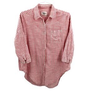 Anthropologie Holding Horses Striped Oversized Blouse Button Front Cotton